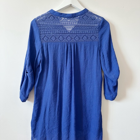⛱️ 2/20$  Mandee blue azul long shirt . 3/4 sleeves 100% coton - Picture 6 of 8